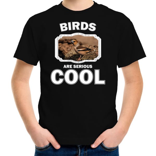 T-shirt birds are serious cool zwart kinderen - vogels/ appelvink vogel shirt