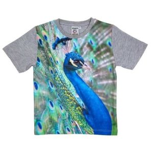 All-over print t-shirt met pauw voor kinderen