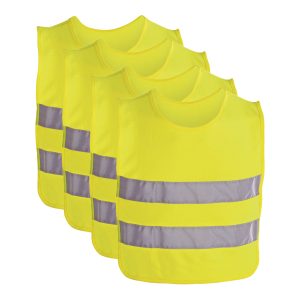 Veiligheidsvest - 10x - reflecterend - voor kinderen 3 tot 12 jaar - fluor geel