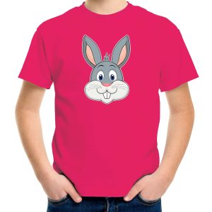 Cartoon konijn t-shirt roze voor jongens en meisjes - Cartoon dieren t-shirts kinderen