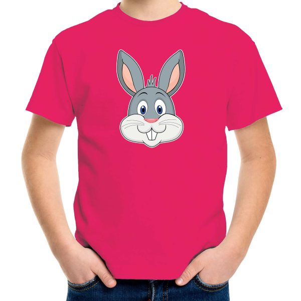 Cartoon konijn t-shirt roze voor jongens en meisjes - Cartoon dieren t-shirts kinderen