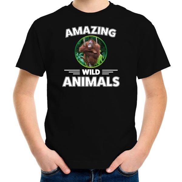T-shirt orangutans are serious cool zwart kinderen - orang oetan apen/ aap shirt
