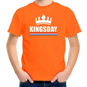Oranje Kingsday met een kroon shirt kinderen - Oranje Koningsdag kleding