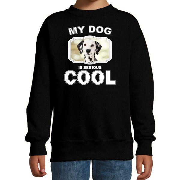 Honden liefhebber trui / sweater Dalmatier my dog is serious cool zwart voor kinderen