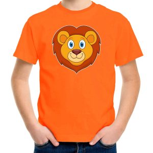 Cartoon leeuw t-shirt oranje voor jongens en meisjes - Cartoon dieren t-shirts kinderen