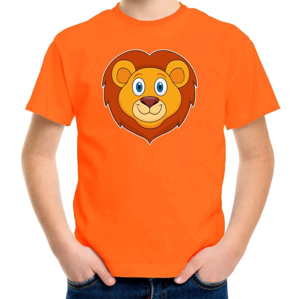 Cartoon leeuw t-shirt oranje voor jongens en meisjes - Cartoon dieren t-shirts kinderen