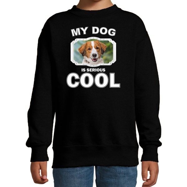 Honden liefhebber trui / sweater Kooiker my dog is serious cool zwart voor kinderen