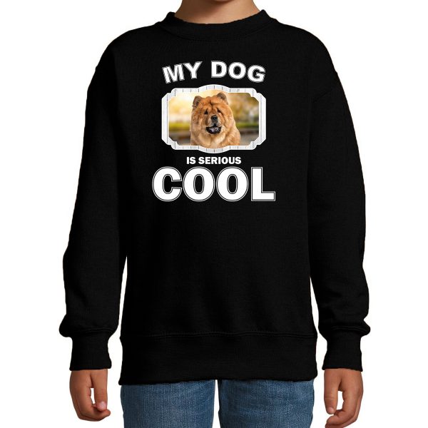 Honden liefhebber trui / sweater Chow chow my dog is serious cool zwart voor kinderen