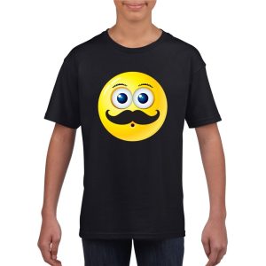 Emoticon snor t-shirt zwart kinderen