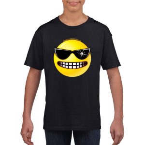 Emoticon stoer t-shirt zwart kinderen