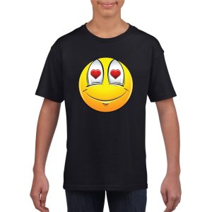 Emoticon verliefd t-shirt zwart kinderen