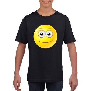Emoticon vrolijk t-shirt zwart kinderen