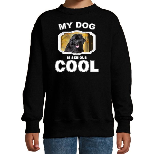 Honden liefhebber trui / sweater Newfoundlander my dog is serious cool zwart voor kinderen