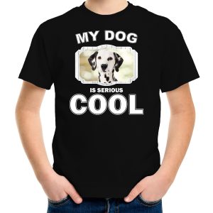 Honden liefhebber shirt Dalmatier my dog is serious cool zwart voor kinderen