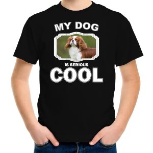Honden liefhebber shirt Spaniel my dog is serious cool zwart voor kinderen