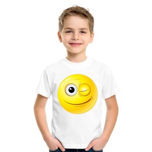 Emoticon knipoog t-shirt wit kinderen