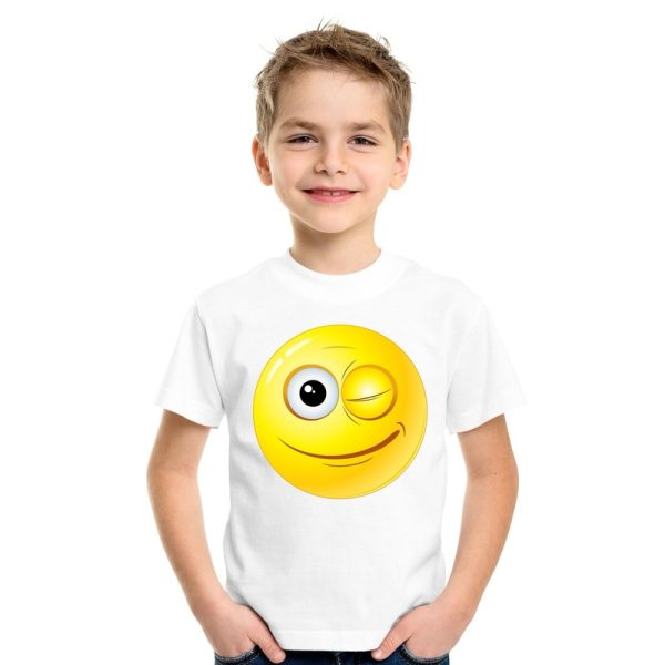 Emoticon knipoog t-shirt wit kinderen