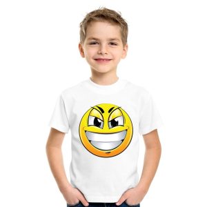 Emoticon ondeugend t-shirt wit kinderen