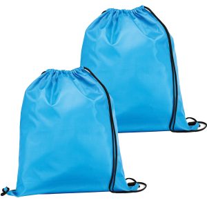Gymtas/lunchtas/zwemtas met rijgkoord - 2x - voor kinderen - lichtblauw - 35 x 41 cm