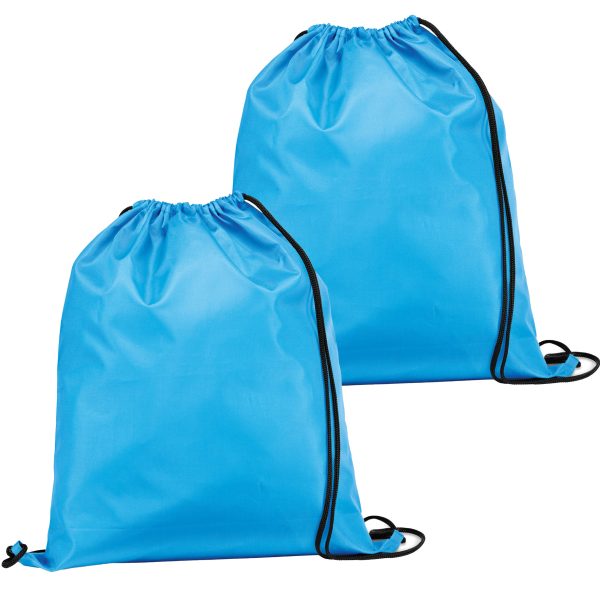 Gymtas/lunchtas/zwemtas met rijgkoord - 2x - voor kinderen - lichtblauw - 35 x 41 cm
