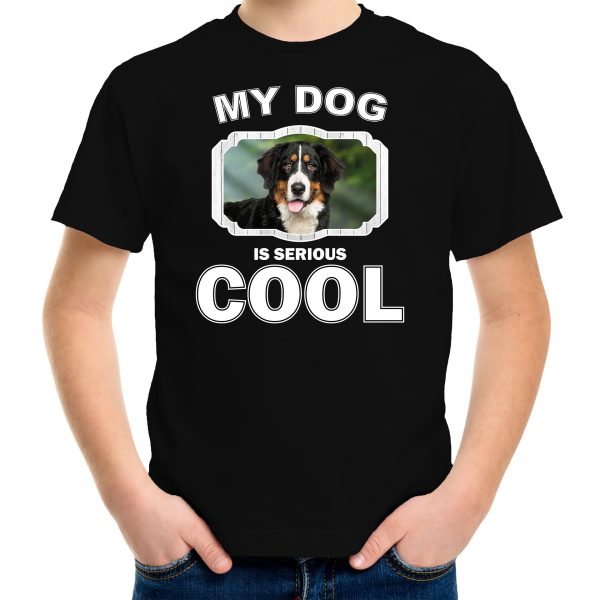 Honden liefhebber shirt Berner sennen my dog is serious cool zwart voor kinderen