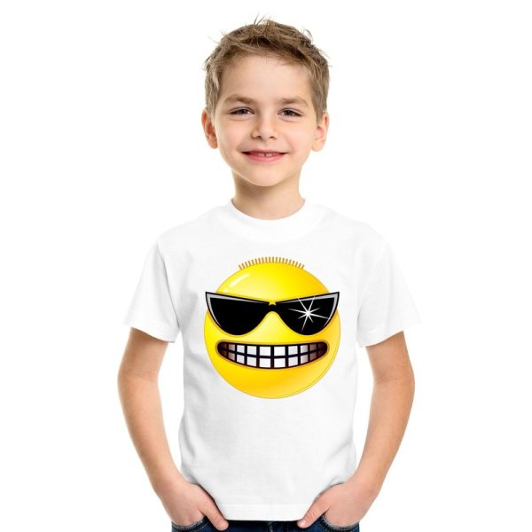 Emoticon stoer t-shirt wit kinderen