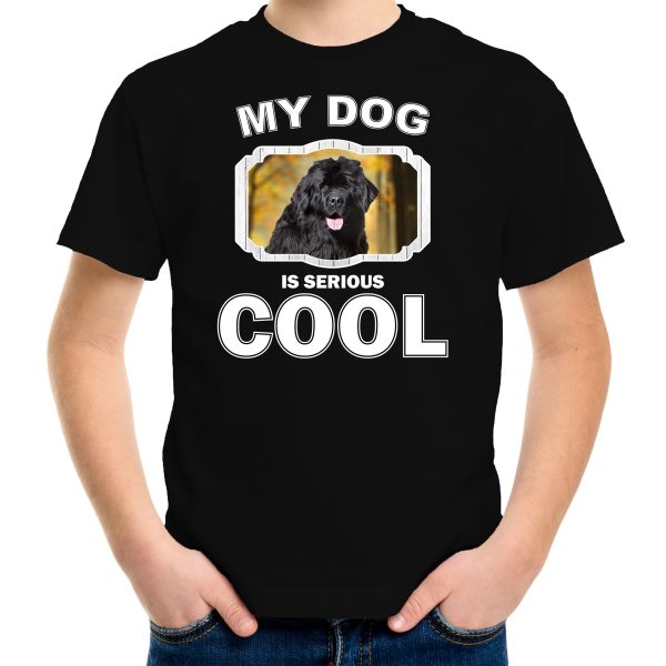 Honden liefhebber shirt Newfoundlander my dog is serious cool zwart voor kinderen