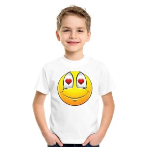 Emoticon verliefd t-shirt wit kinderen