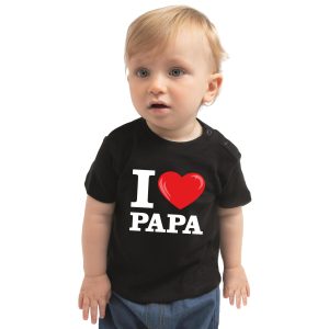 I love papa cadeau t-shirt zwart voor baby / kinderen - jongen / meisje
