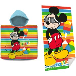 Disney Mickey Mouse Set bad cape/poncho en strand/badlaken - voor kinderen