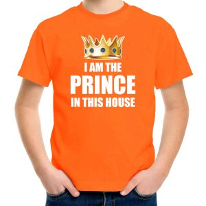 Koningsdag t-shirt Im the prince in this house oranje jongens / kinderen - Woningsdag thuisblijvers / Kingsday thuis vieren