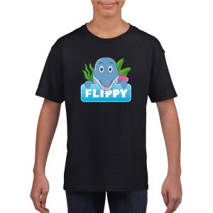 Dolfijnen dieren t-shirt zwart voor kinderen