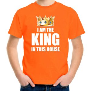 Koningsdag t-shirt Im the king in this house oranje jongens / kinderen - Woningsdag - thuisblijvers / Kingsday thuis vieren