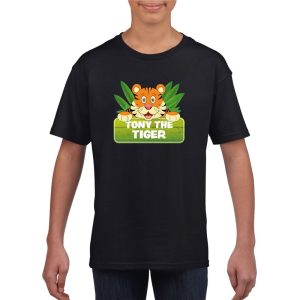 Tijger dieren t-shirt zwart voor kinderen