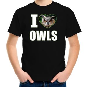 I love owls foto shirt zwart voor kinderen - cadeau t-shirt uilen liefhebber