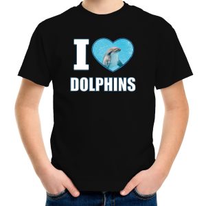 I love dolphins foto shirt zwart voor kinderen - cadeau t-shirt dolfijnen liefhebber