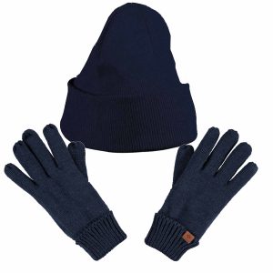 Winterset navy blauwe muts en handschoenen voor kinderen
