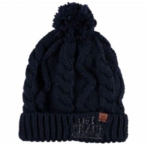 Muts met pompon donkerblauw voor kinderen