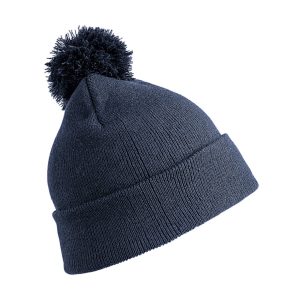 Trendy kinder wintermuts in het donkerblauw met pom pom