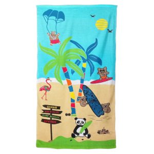 Strand/badlaken voor kinderen dierenprint 70 x 140 cm microvezel
