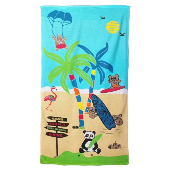 Strand/badlaken voor kinderen dierenprint 70 x 140 cm microvezel