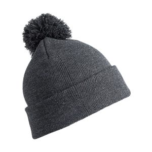 Trendy kinder wintermuts in het grijs met pom pom