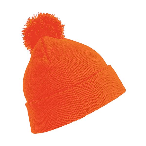 Trendy kinder wintermuts in het oranje met pom pom