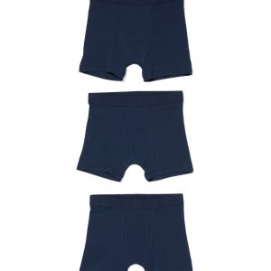 HEMA Kinder Boxers Basic Stretch Katoen - 3 Stuks Blauw (blauw)