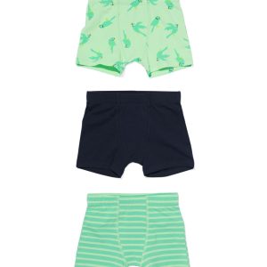 HEMA Kinderboxers Katoen Stretch Vogels - 3 Stuks Groen (groen)