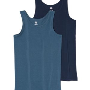 HEMA Kinder Hemden Basic Stretch Katoen - 2 Stuks Blauw (blauw)