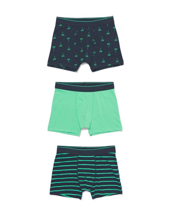 HEMA Kinderboxers Katoen/stretch - 3 Stuks Blauw (blauw)