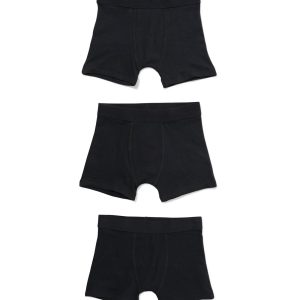 HEMA Kinder Boxers Katoen/stretch - 3 Stuks Zwart (zwart)
