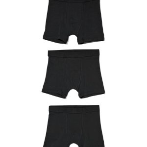 HEMA Kinder Boxers Basic Stretch Katoen - 3 Stuks Zwart (zwart)
