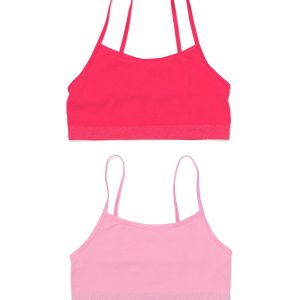 HEMA Kinder Soft Tops Naadloos Met Glitters - 2 Stuks Roze (roze)